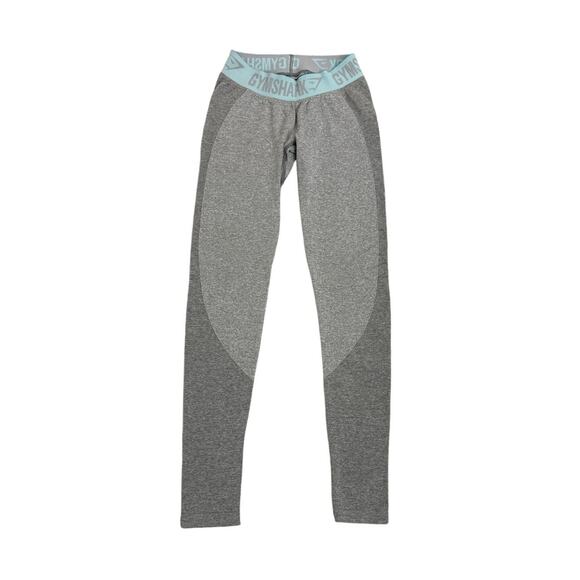 Gymshark Athletic Leggings Flex Gray Blue Logo Athleisure Pants Size Women's XS - Picture 1 of 2